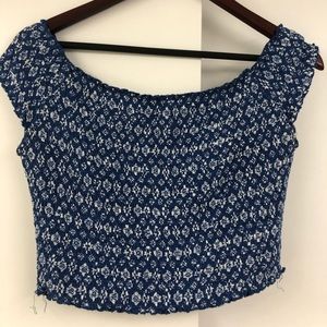 Royal blue and white Crop top